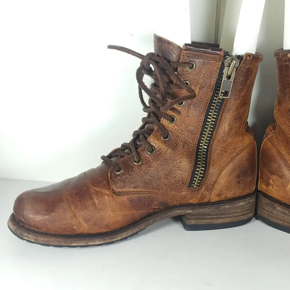 Freebird By Steven Manchester Women's US9 Brown Distressed Leather LaceUp Boot